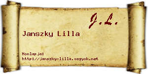 Janszky Lilla névjegykártya